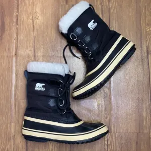 SOREL NL 1495-011 Fur Carnival Boots Black Winter Women Size 7