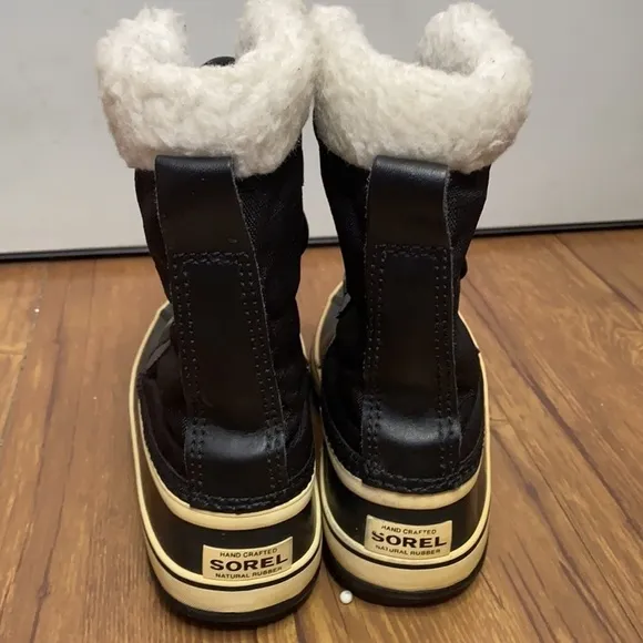 SOREL NL 1495-011 Fur Carnival Boots Black Winter Women Size 7