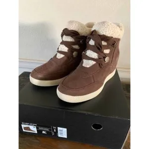 SOREL Out N About Cozy Wedge Shearling Tobacco Suede Boot-NIB- S 8,9