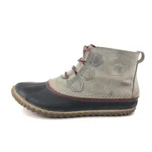 Sorel Out N About Gray Leather Ankle Rain Boots 9