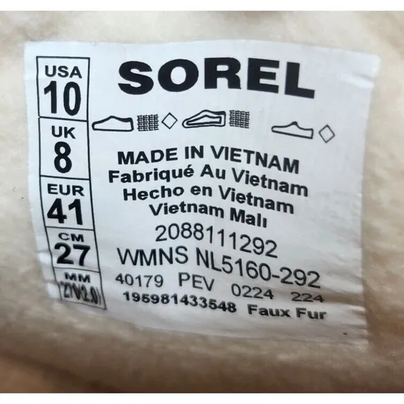 Sorel Out N About IV Puffy Womens Sz 10 Cream Winter Fashion Ankle Booties Boots