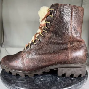 Sorel Phoenix Lace-Up Leather Boots Brown Women’s Size 10 US