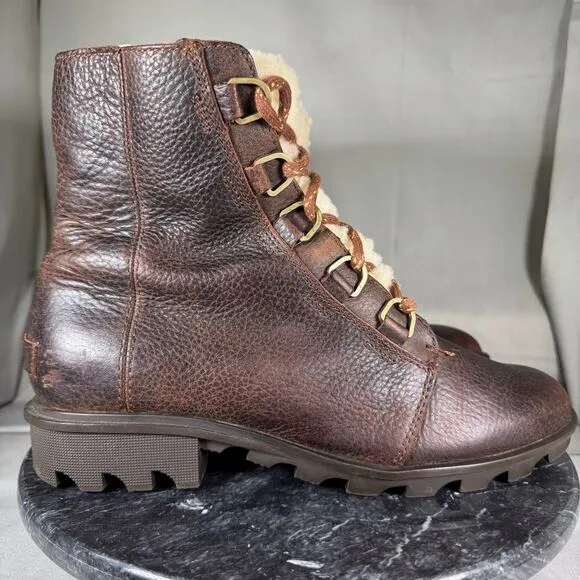 Sorel Phoenix Lace-Up Leather Boots Brown Women’s Size 10 US