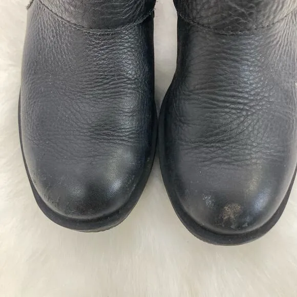 Sorel Phoenix Pebble Cowhide Leather Edgy Buckled Moto Boots USA 5/ EUR 36