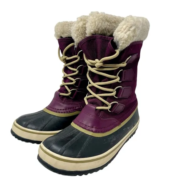SOREL Plum Purple Winter Carnival Boots 6.5 Women Rain Snow Insulated Waterproof