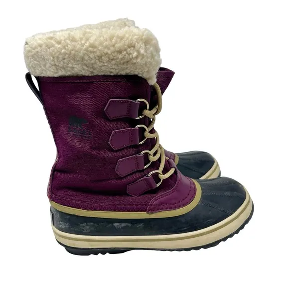 SOREL Plum Purple Winter Carnival Boots 6.5 Women Rain Snow Insulated Waterproof