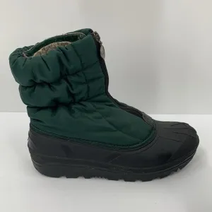 Sorel puffer winter ankle boots hunter green zipper black traction sole women 9