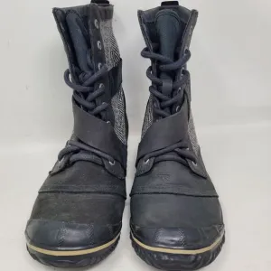 Sorel Slimboot Herringbone Blk Lace Waterproof Boots NL2153-010 Women Sz 8.5 EUC
