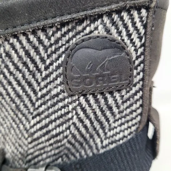 Sorel Slimboot Herringbone Blk Lace Waterproof Boots NL2153-010 Women Sz 8.5 EUC