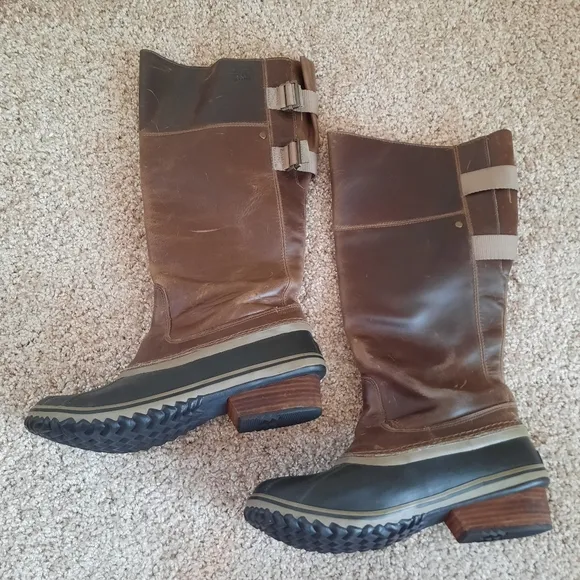Sorel Slimpack II Waterproof Leather Equestrian Tall Riding Boots NL2321 Size 10