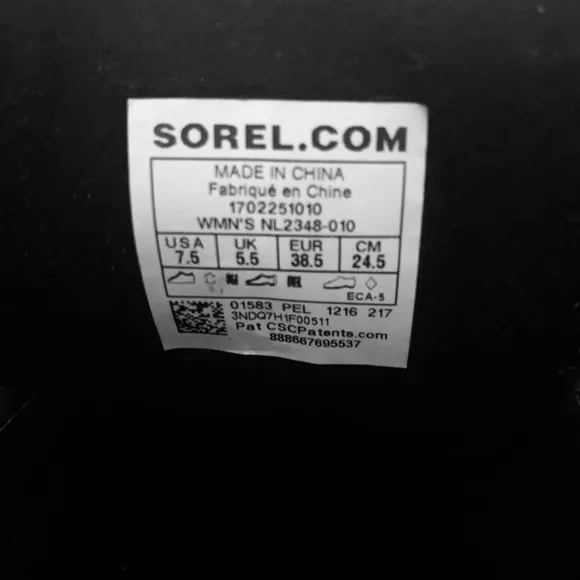 Sorel Slimpack ll Lace Up Winter Boots Women Size 7.5 Black Waterproof Outdoor