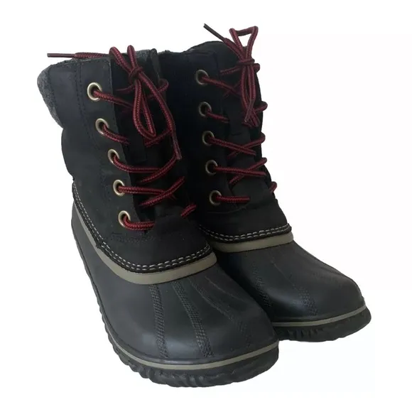 Sorel Slimpack ll Lace Up Winter Boots Women Size 7.5 Black Waterproof Outdoor