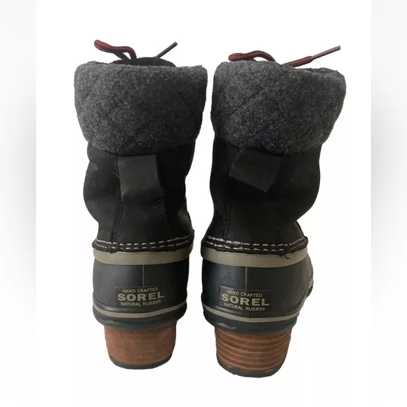 Sorel Slimpack ll Lace Up Winter Boots Women Size 7.5 Black Waterproof Outdoor