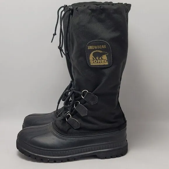 Sorel Snow Bear Insulated Steel Shank Heavy Duty Duck Winter Boots Black Size 7