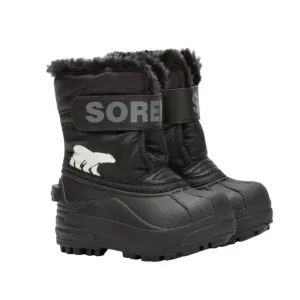 SOREL Snow Commander Toddler Boots Size 4 Black Faux Fur Winter NEW NO BOX