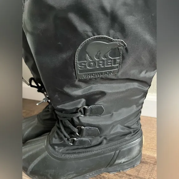 SOREL SnowLion 2 Boots Insulated Waterproof Felt Removable Liner Size 11 Black