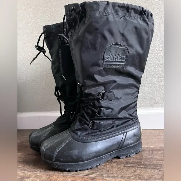 SOREL SnowLion 2 Boots Insulated Waterproof Felt Removable Liner Size 11 Black