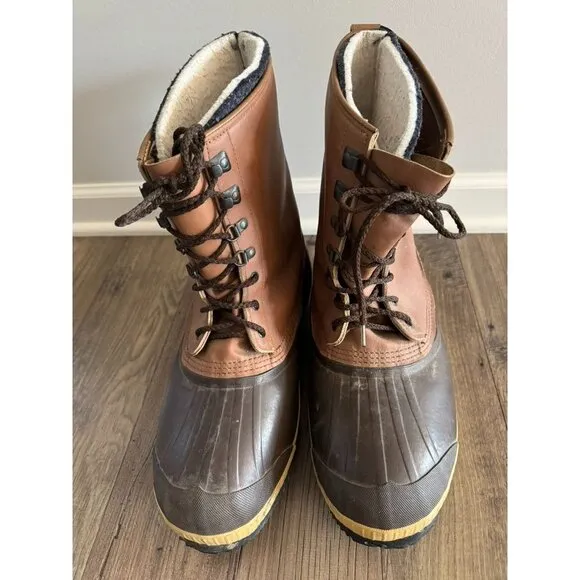 Sorel Superior Boots Brown Leather Winter Snow Insulated Lined Canada Men's 13