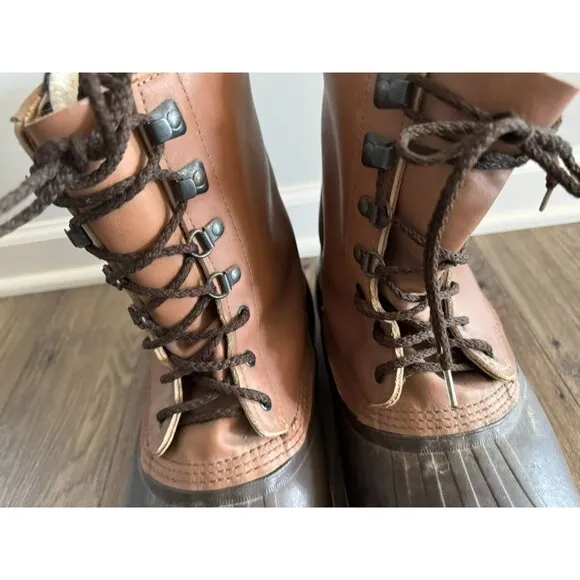 Sorel Superior Boots Brown Leather Winter Snow Insulated Lined Canada Men's 13