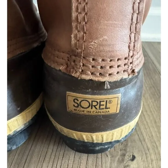 Sorel Superior Boots Brown Leather Winter Snow Insulated Lined Canada Men's 13