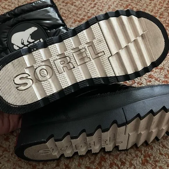 Sorel Sz 8 Joan of Arctic Next Lite Mid Puffy Waterproof Insulated Boots Black