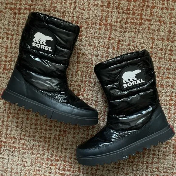 Sorel Sz 8 Joan of Arctic Next Lite Mid Puffy Waterproof Insulated Boots Black