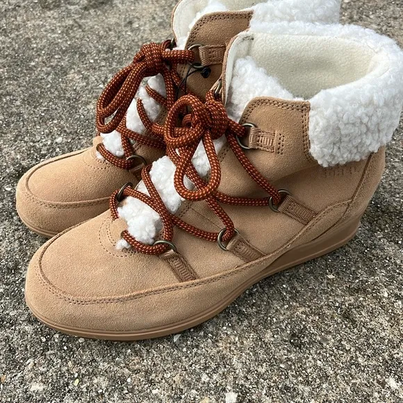 Sorel Tan suede wedge winter lace up boot waterproof new