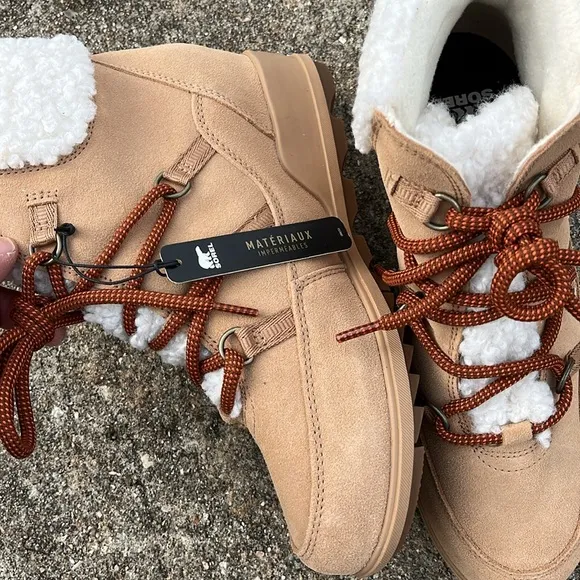 Sorel Tan suede wedge winter lace up boot waterproof new