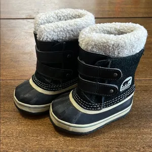 Sorel Toddler Black Fur Lined Winter Boots