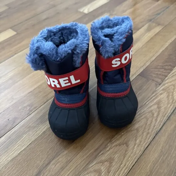Sorel Toddler Insulated Snow Boots Black/ Blue Boys Size 6