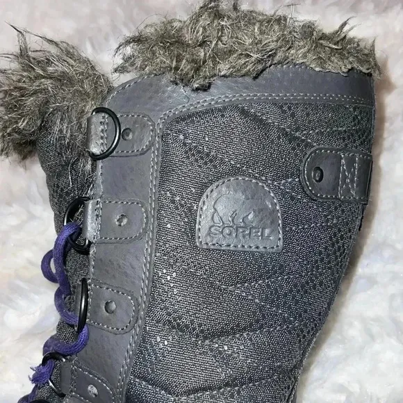 Sorel Tofino II Boots Women Size 8.5  NL2333-078 Gray Winter Faux Fur