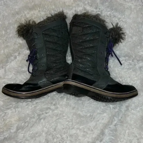 Sorel Tofino II Boots Women Size 8.5  NL2333-078 Gray Winter Faux Fur