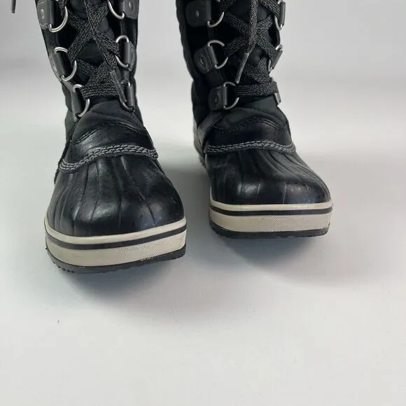 SOREL Tofino II Snow Winter Boots Youth sz 2 Girls Fur Trim Waterproof Lace Up