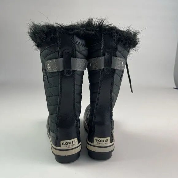 SOREL Tofino II Snow Winter Boots Youth sz 2 Girls Fur Trim Waterproof Lace Up