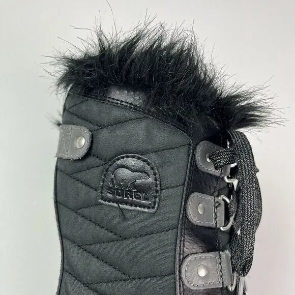 SOREL Tofino II Snow Winter Boots Youth sz 2 Girls Fur Trim Waterproof Lace Up