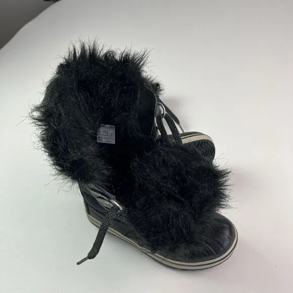 SOREL Tofino II Snow Winter Boots Youth sz 2 Girls Fur Trim Waterproof Lace Up