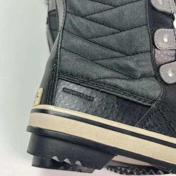 SOREL Tofino II Snow Winter Boots Youth sz 2 Girls Fur Trim Waterproof Lace Up