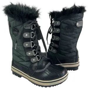 SOREL Tofino II Snow Winter Boots Youth sz 2 Girls Fur Trim Waterproof Lace Up