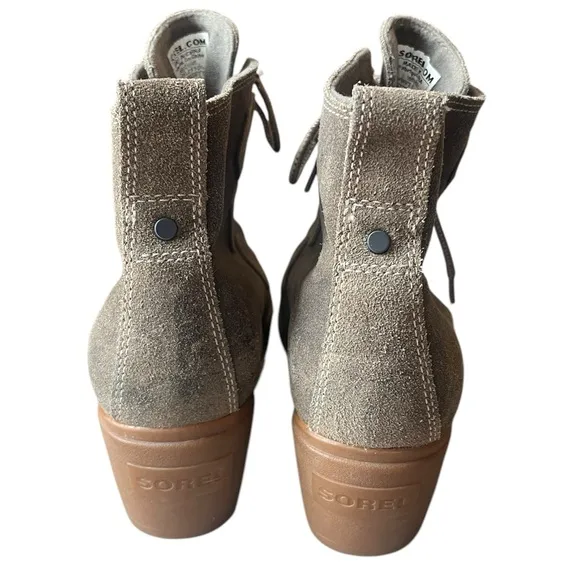 Sorel Toronto Boots Green Suede Lace Up Wedge Ankle Booties Waterproof Women 8.5
