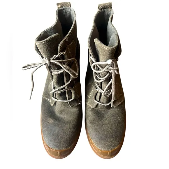 Sorel Toronto Boots Green Suede Lace Up Wedge Ankle Booties Waterproof Women 8.5