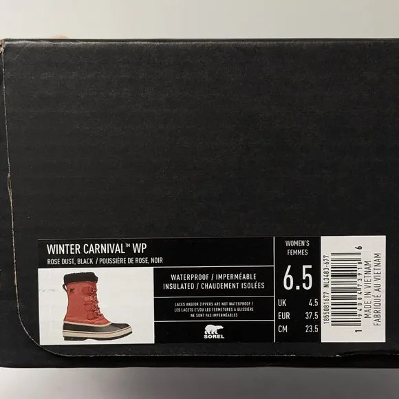Sorel Winter Carnival Waterproof Snow Boots, Rose Dust, Women's 6.5 M