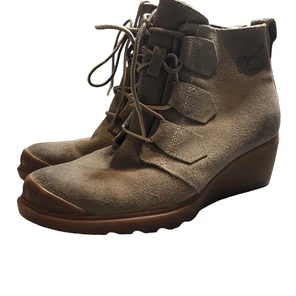 Sorel Women Ankle Lace Up Waterproof Toronto Wedge Boots Suede Fall Boots