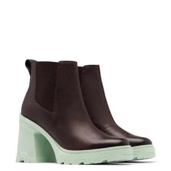 Sorel Women Boots Brex Block Heel Waterproof Leather Chelsea Platform Chunky 9