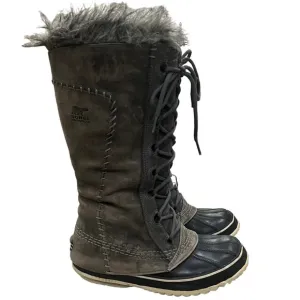 Sorel Women’s 6 Cate the Great Faux Fur Leather Lace Up Winter Boots
