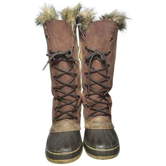 Sorel Women’s 9 Brown Tan Cate the Great Waterproof Tall Fur Snow Winter Boots