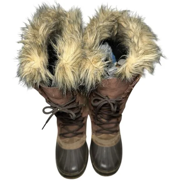 Sorel Women’s 9 Brown Tan Cate the Great Waterproof Tall Fur Snow Winter Boots