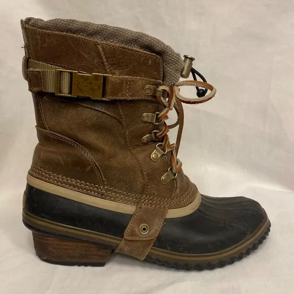 SOREL Womens 9/EU 41.5 Conquest Carly Short Waterproof Leather Rain Snow Boots