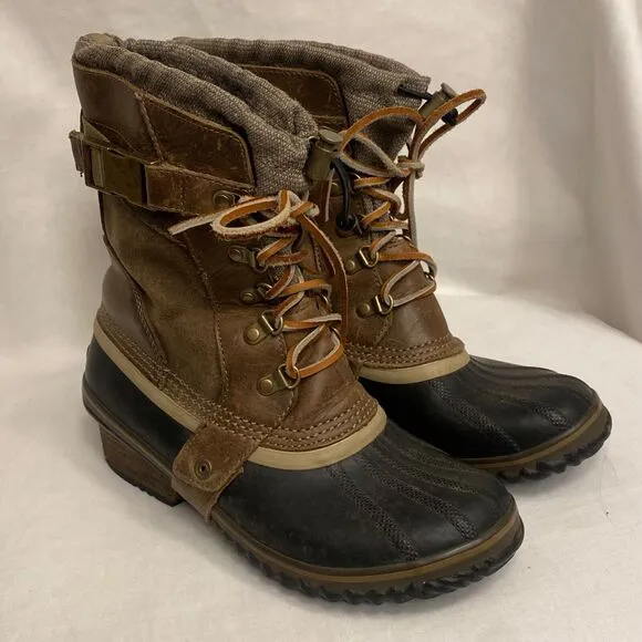 SOREL Womens 9/EU 41.5 Conquest Carly Short Waterproof Leather Rain Snow Boots