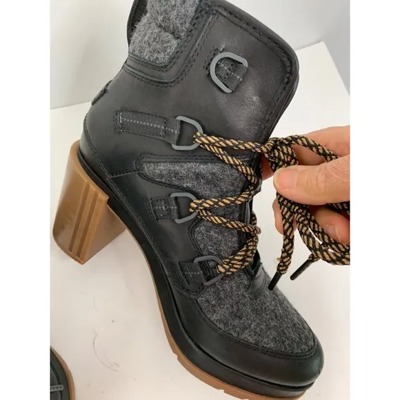 Sorel Womens Blake Heeled Lace-Up Winter Boots Size 7 EUC 8489 nonslip Booties