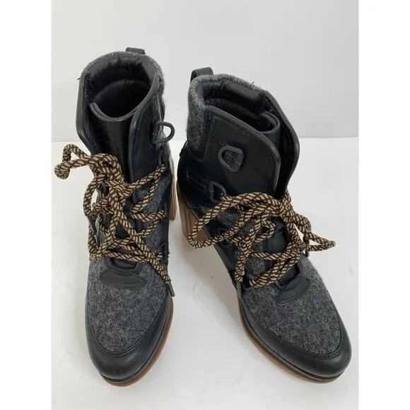 Sorel Womens Blake Heeled Lace-Up Winter Boots Size 7 EUC 8489 nonslip Booties